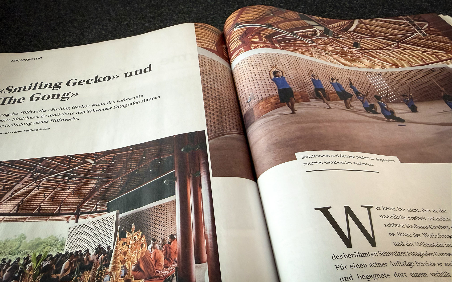 Open magazine article about Smiling Gecko and Gong.